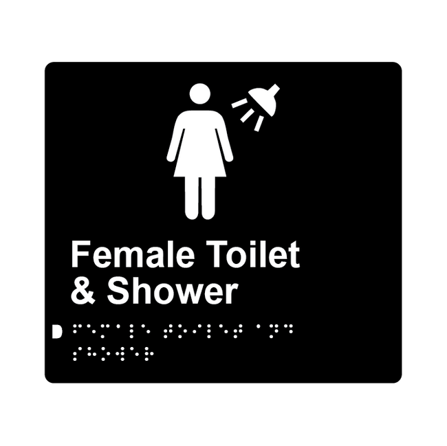 L1038 Female Toilet & Shower Braille Sign 200x180mm