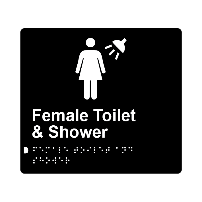 L1038 Female Toilet & Shower Braille Sign 200x180mm