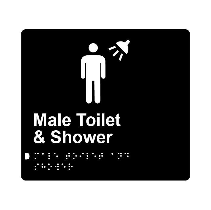L1037 Male Toilet & Shower Braille Sign 200x180mm