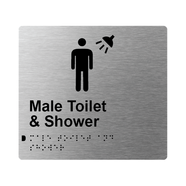 L1037 Male Toilet & Shower Braille Sign 200x180mm