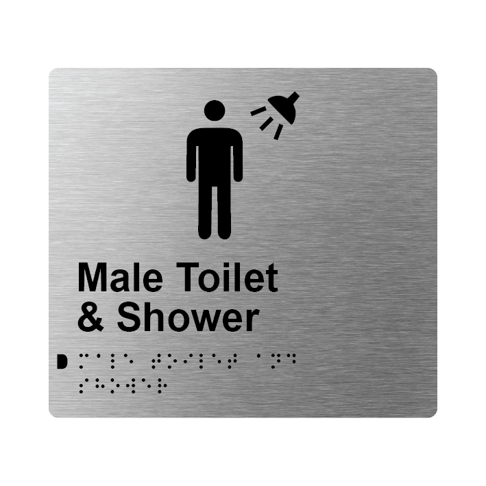 L1037 Male Toilet & Shower Braille Sign 200x180mm