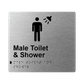 L1037 Male Toilet & Shower Braille Sign 200x180mm