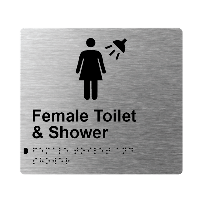 L1038 Female Toilet & Shower Braille Sign 200x180mm