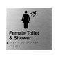 L1038 Female Toilet & Shower Braille Sign 200x180mm