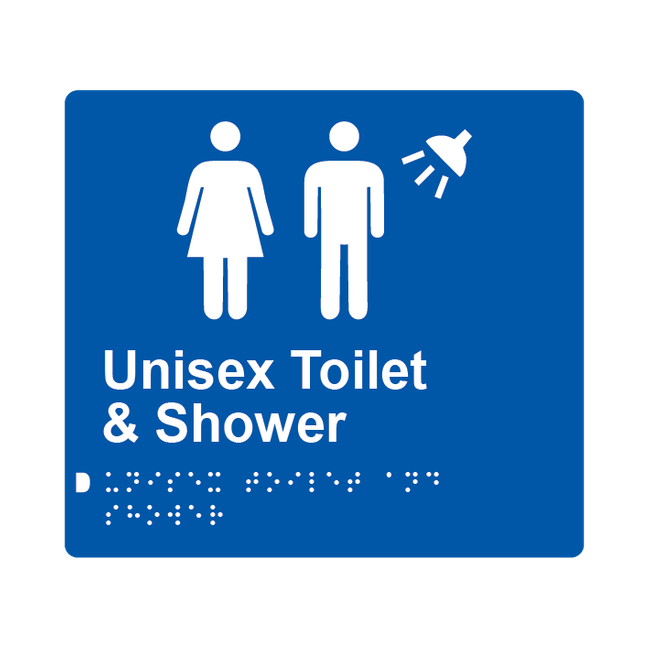 L1040 Unisex Toilet & Shower Braille Sign 200x180mm