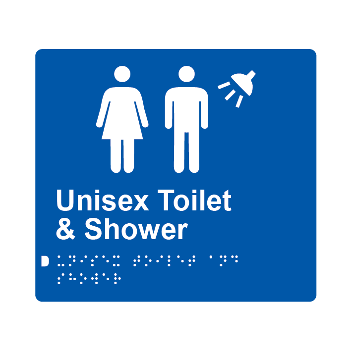 L1040 Unisex Toilet & Shower Braille Sign 200x180mm