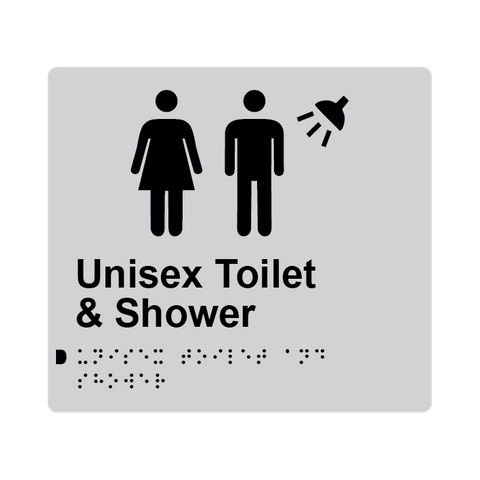 L1040 Unisex Toilet & Shower Braille Sign 200x180mm