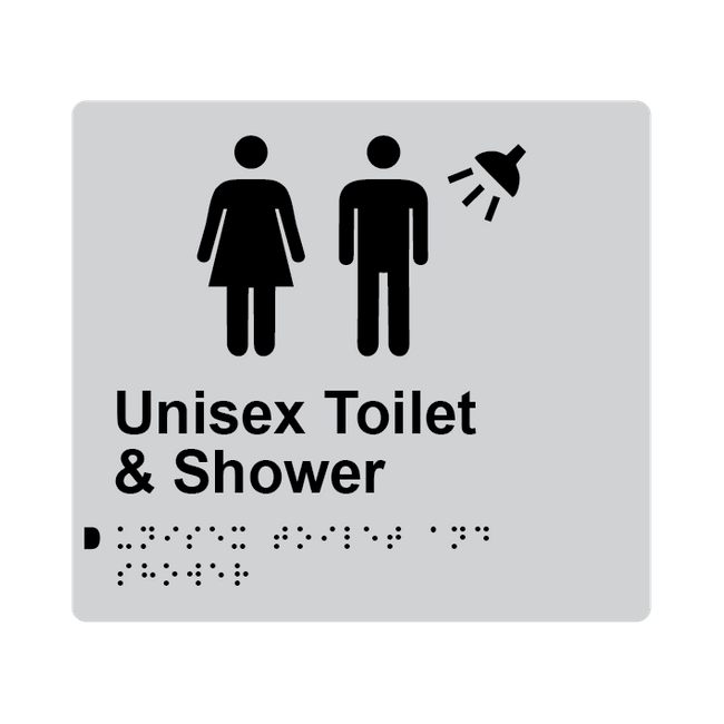 L1040 Unisex Toilet & Shower Braille Sign 200x180mm