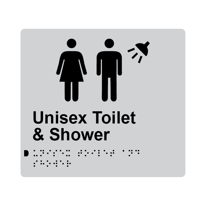 L1040 Unisex Toilet & Shower Braille Sign 200x180mm