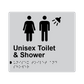 L1040 Unisex Toilet & Shower Braille Sign 200x180mm