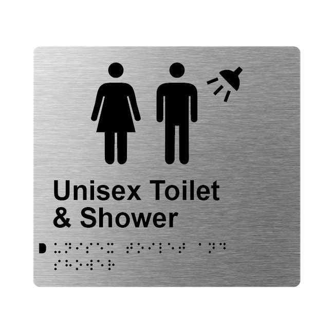 L1040 Unisex Toilet & Shower Braille Sign 200x180mm