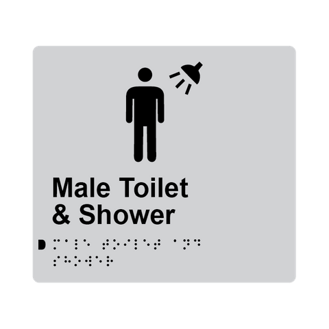L1037 Male Toilet & Shower Braille Sign 200x180mm
