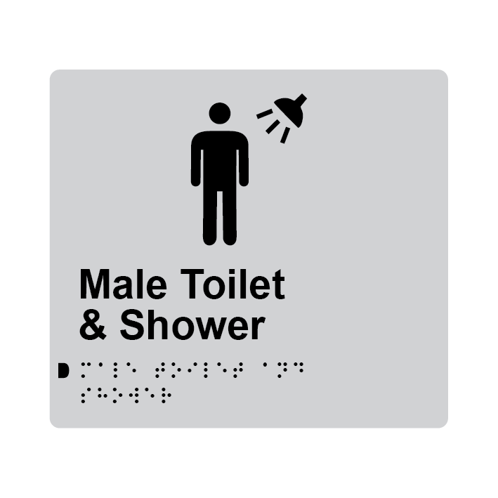 L1037 Male Toilet & Shower Braille Sign 200x180mm
