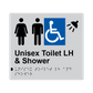 L1043 Unisex Accessible Toilet LH & Shower Braille Sign 200x180mm