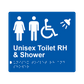 L1046 Unisex Accessible Toilet RH & Shower Braille Sign 200x180mm