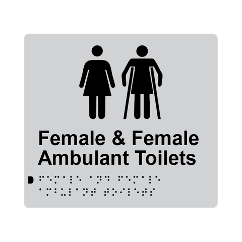 L1072 Female & Female Ambulant Toilets Braille Sign 200x180mm