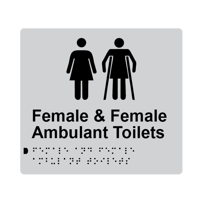 L1072 Female & Female Ambulant Toilets Braille Sign 200x180mm
