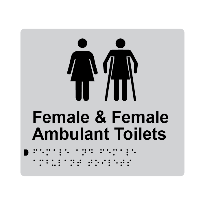 L1072 Female & Female Ambulant Toilets Braille Sign 200x180mm