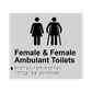 L1072 Female & Female Ambulant Toilets Braille Sign 200x180mm