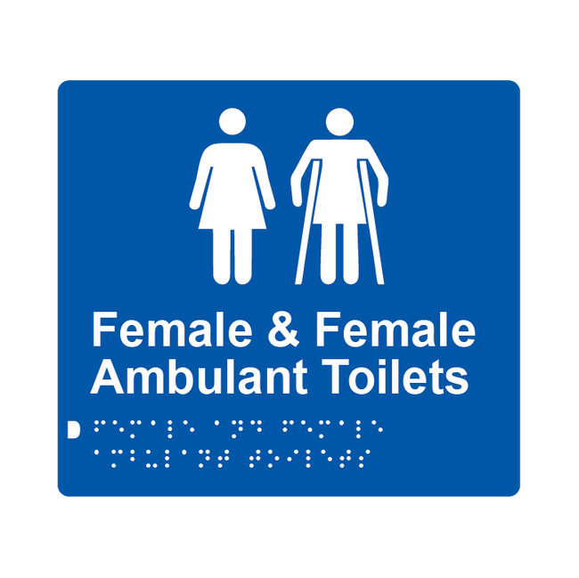 L1072 Female & Female Ambulant Toilets Braille Sign 200x180mm
