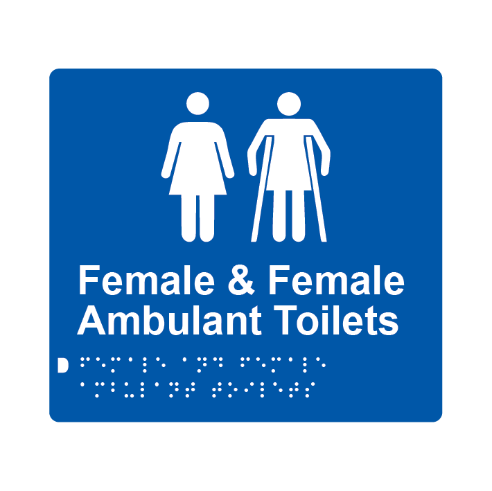L1072 Female & Female Ambulant Toilets Braille Sign 200x180mm