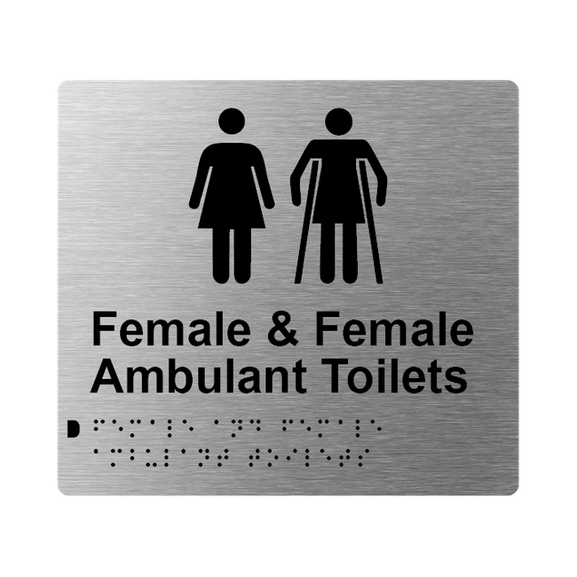 L1072 Female & Female Ambulant Toilets Braille Sign 200x180mm