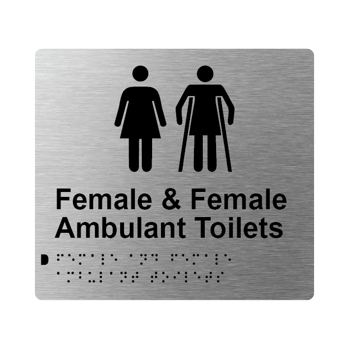 L1072 Female & Female Ambulant Toilets Braille Sign 200x180mm