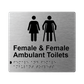 L1072 Female & Female Ambulant Toilets Braille Sign 200x180mm