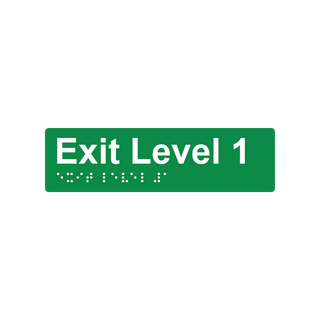 Exit Level 1 Braille Sign 180x50mm GRN #