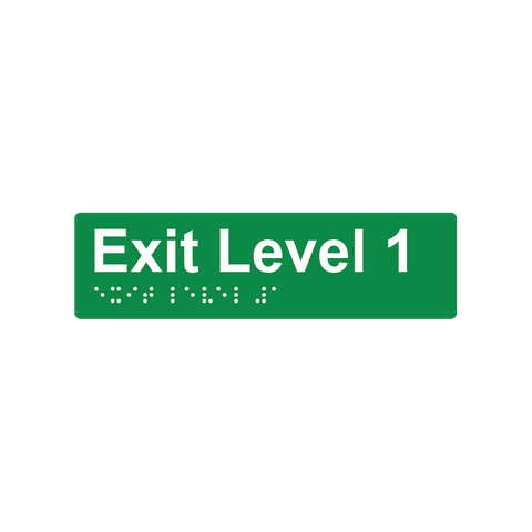 Exit Level 1 Braille Sign 180x50mm GRN #
