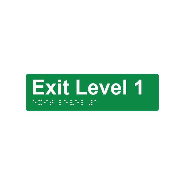 Exit Level 1 Braille Sign 180x50mm GRN #