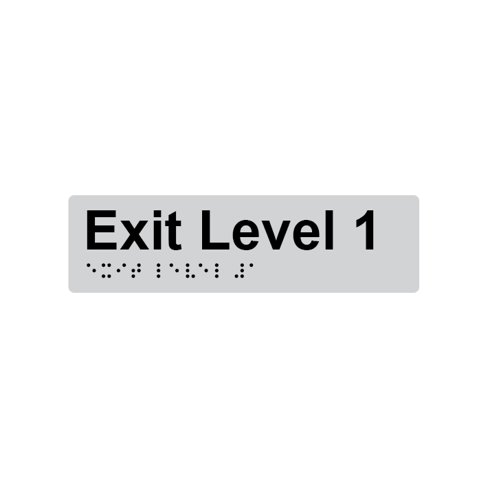 Exit Level 1 Braille Sign 180x50mm SLV #