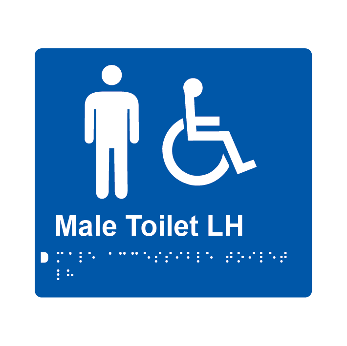 L1018 Male Accessible Toilet LH Braille Sign 200x180mm