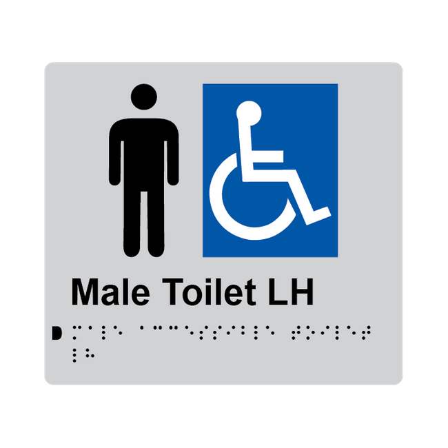 L1018 Male Accessible Toilet LH Braille Sign 200x180mm