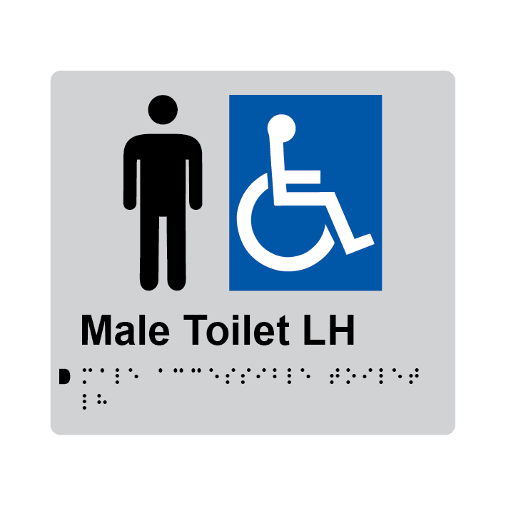 L1018 Male Accessible Toilet LH Braille Sign 200x180mm