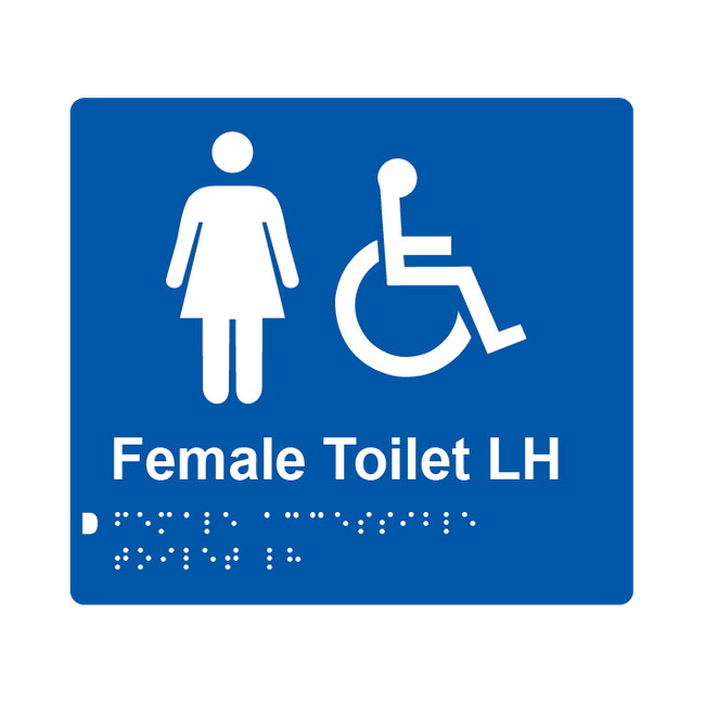 L1020 Female Accessible Toilet LH Braille Sign 200x180mm
