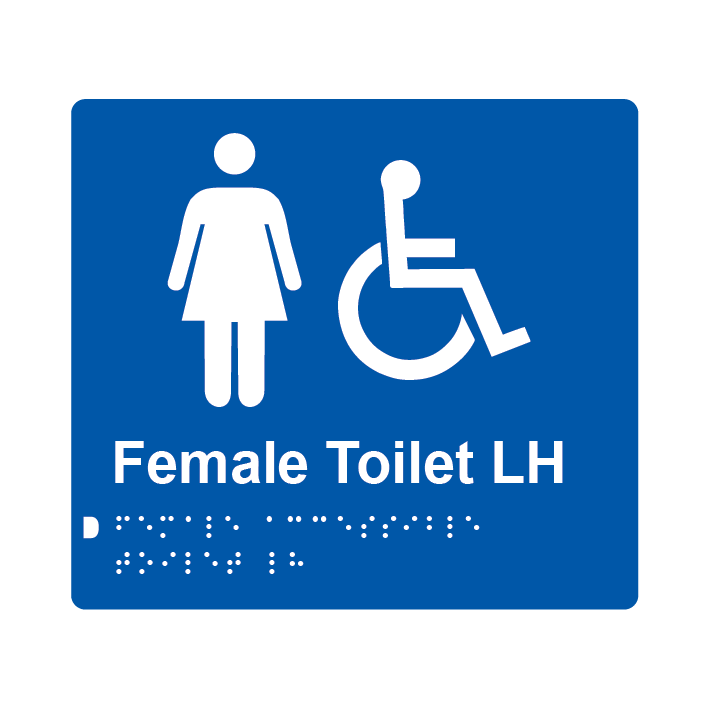 L1020 Female Accessible Toilet LH Braille Sign 200x180mm