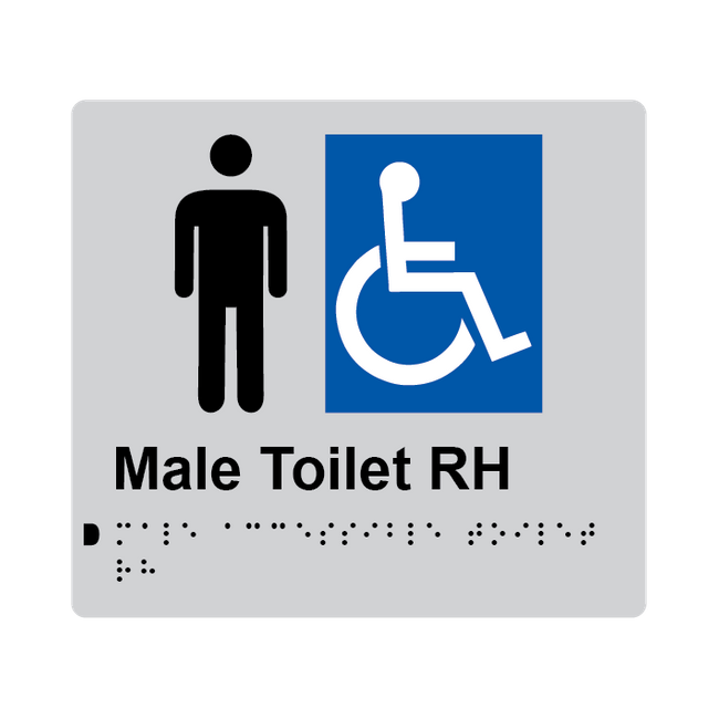 L1019 Male Accessible Toilet RH Braille Sign 200x180mm