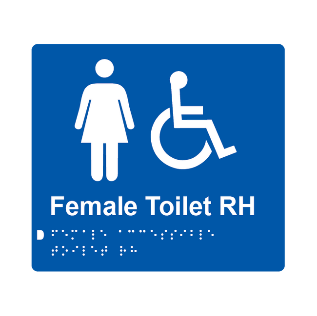 L1021 Female Accessible Toilet RH Braille Sign 200x180mm