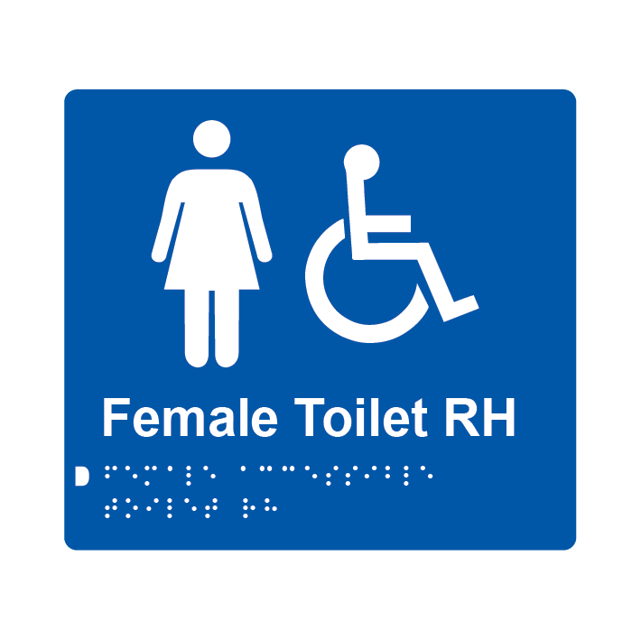 L1021 Female Accessible Toilet RH Braille Sign 200x180mm