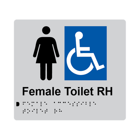 L1021 Female Accessible Toilet RH Braille Sign 200x180mm