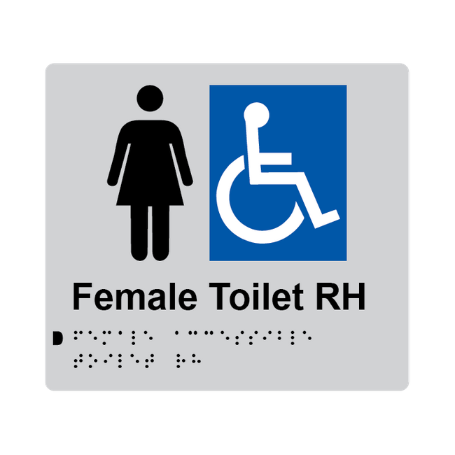 L1021 Female Accessible Toilet RH Braille Sign 200x180mm