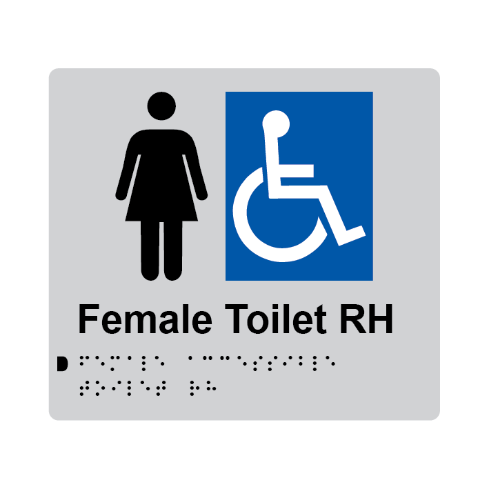 L1021 Female Accessible Toilet RH Braille Sign 200x180mm