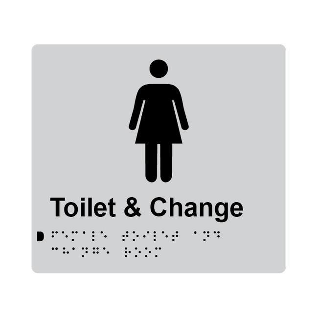 L1023 Female Toilet & Change Room Braille Sign 200x180mm