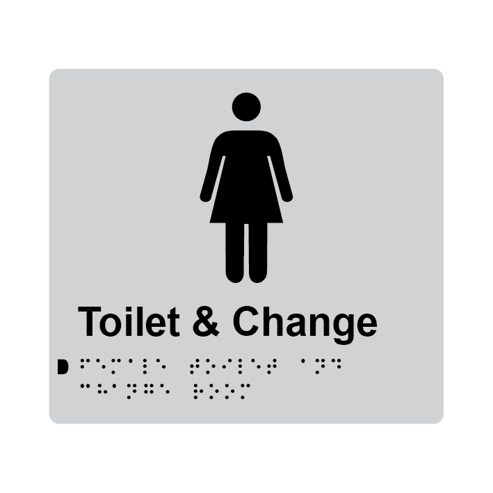 L1023 Female Toilet & Change Room Braille Sign 200x180mm