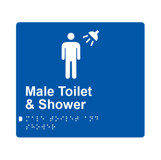 L1037 Male Toilet & Shower Braille Sign 200x180mm