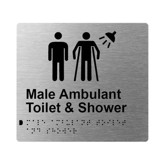 L1056 Male Ambulant Toilet & Shower Braille Sign 200x180mm