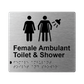 L1057 Female Ambulant Toilet & Shower Braille Sign 200x180mm BLK