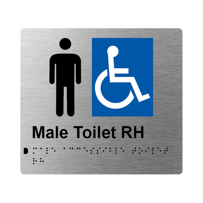 L1019 Male Accessible Toilet RH Braille Sign 200x180mm