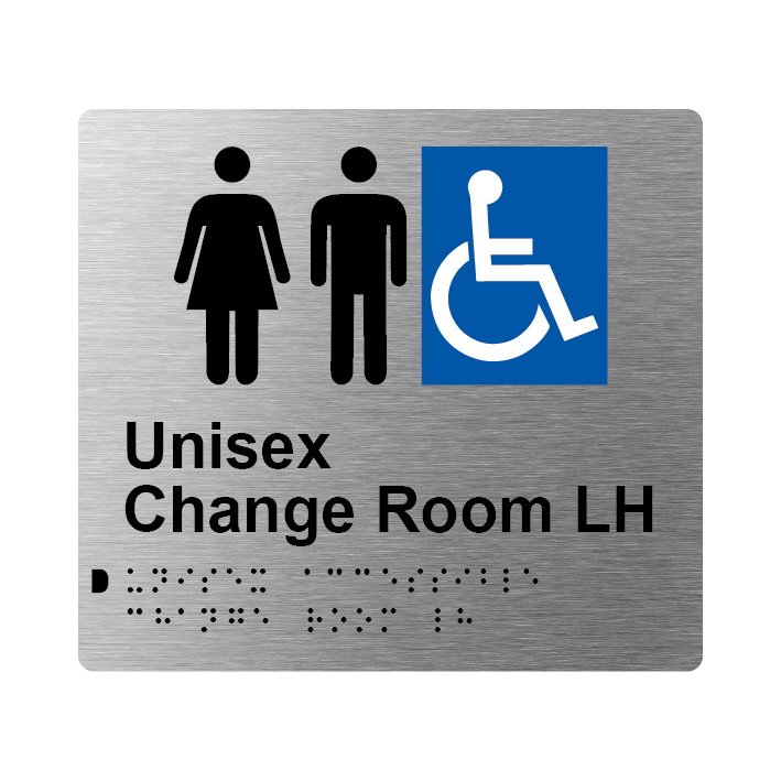 L1049 Unisex Accessible Change Room LH Braille Sign 200x180mm